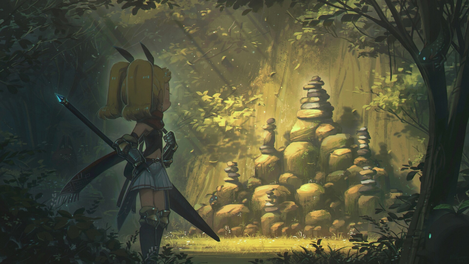 roślina, Biome, cg artwork, Tints and shades, drzewo, SZTUKA, Gra przygodowa z przygodami, ciemność, północ, Gry, ilustracja, postać fikcyjna, Gra komputerowa, Strategy video game, video game software, las, mitologia, fikcja, visual arts, dżungla, zbroja, noc, People in nature, animacja, oprawa światła, krajobraz