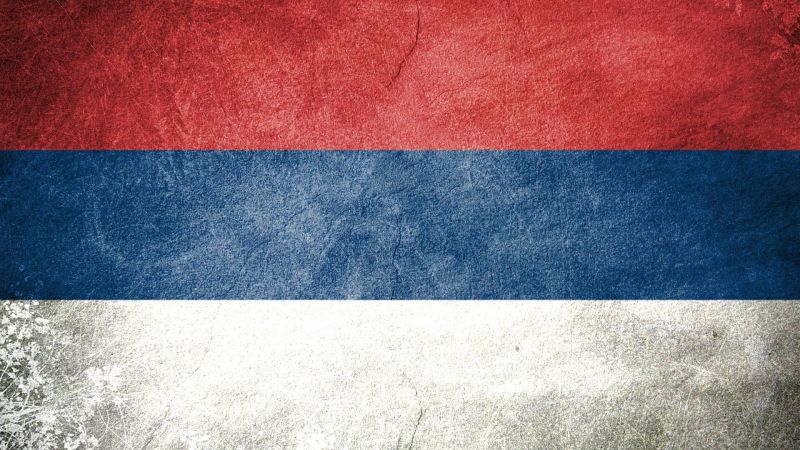 Srbsko, Červené, modrý, vlajka, textura, kruh