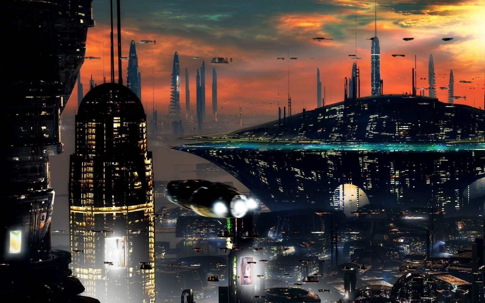 luce del sole, luci, arte digitale, Fantasy art, città, paesaggio urbano, notte, architettura, costruzione, riflessione, futuristico, nuvole, orizzonte, grattacielo, sera, Torre, navicella spaziale, crepuscolo, metropoli, leggero, centro, punto di riferimento, 1680x1050 px, area urbana, insediamento umano