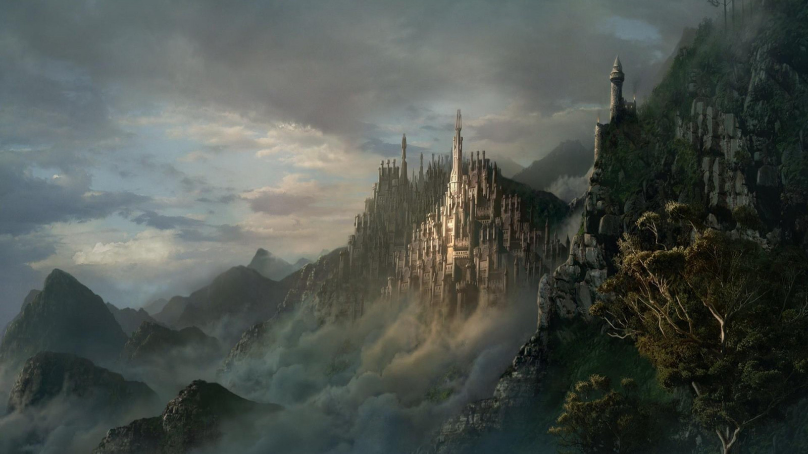digitális művészet, fantasy art, szikla, visszaverődés, reggel, köd, szikla, Alpok, Terep, felhő, hegy, screenshot, 1920x1080 px, légköri jelenség, hegyvidéki elemét észlelheti, hegység, víz funkció