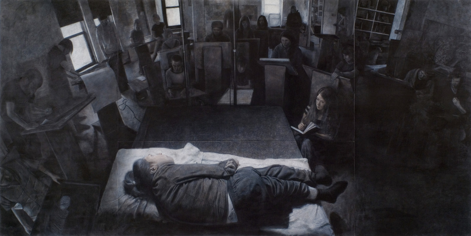 parkere, lys, sløring, monokrom, maleri, model, universitet, treenighed, panel, tegning, MixedMedia, Nord, pude, drawingclass, drawinghorse, timlowly, hourofthesoul, adorationofthe, cultureofadoration, justchicagoart