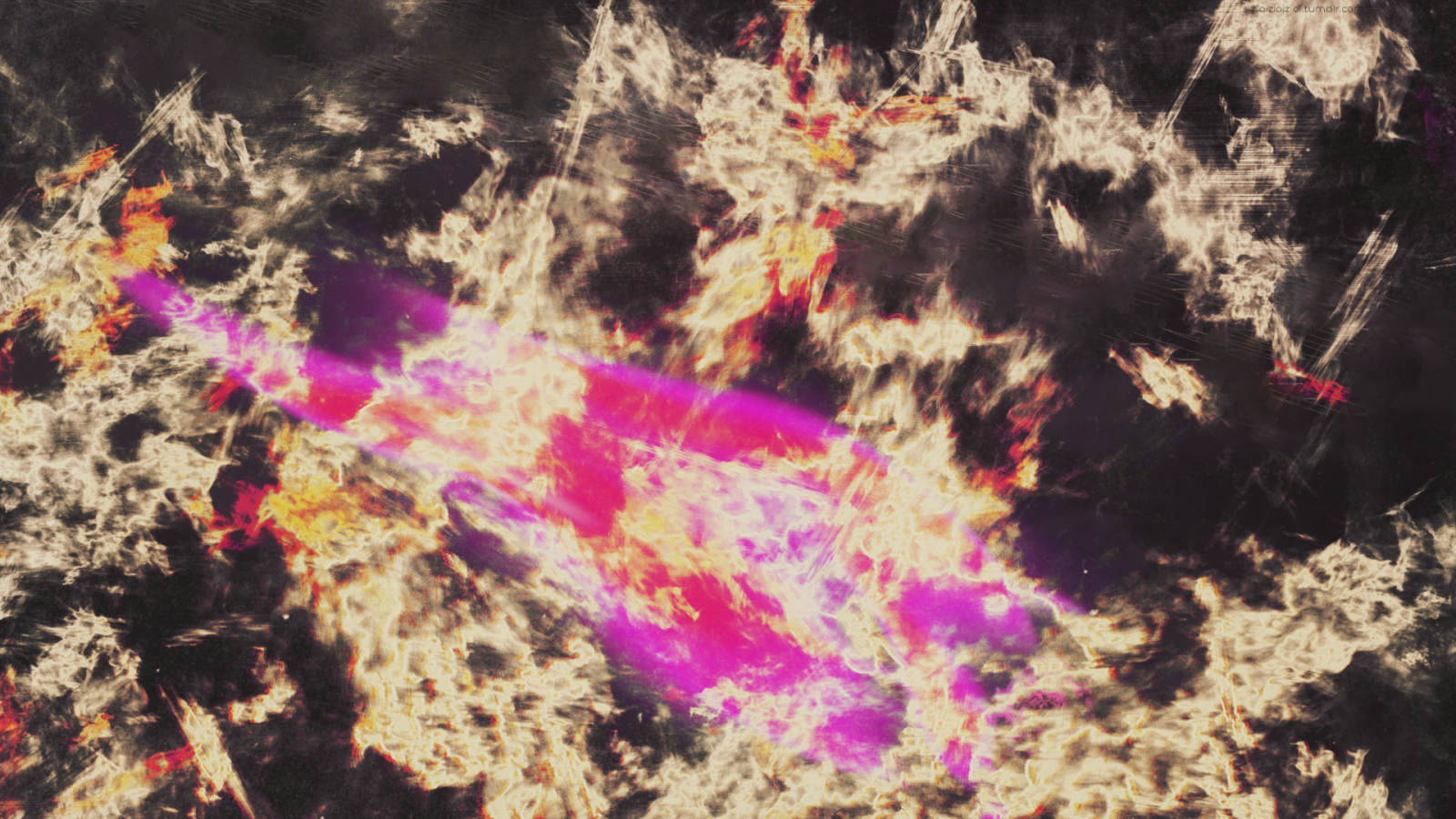 Arte glitch, abstrato, fogo, fumaça, Fundo roxo