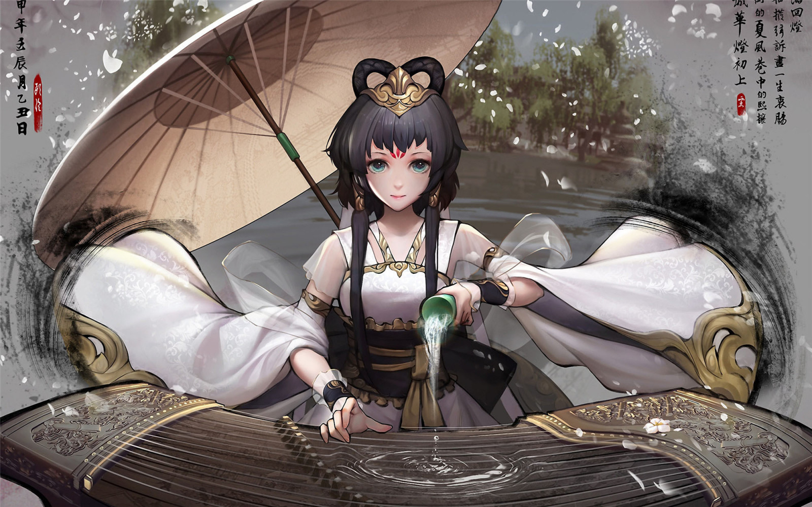 Wallpaper Luo Tianyi Anime Girls Hanfu Umbrella Chinese Zither Vocaloid China 00x1250 Soud Hd Wallpapers Wallhere