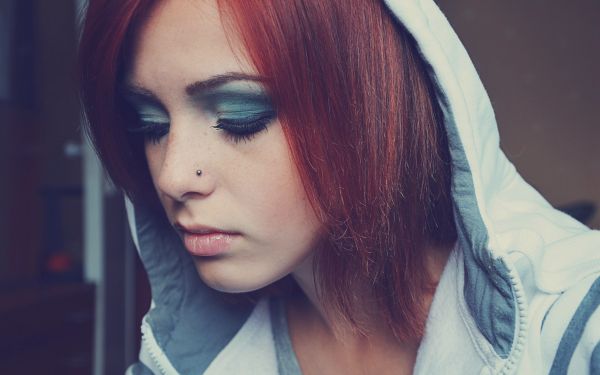 women,face,redhead,model,portrait,closed eyes