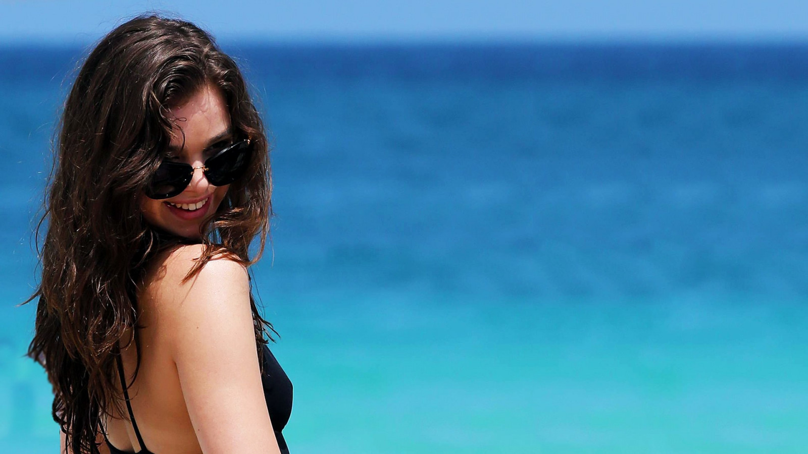 model, moře, brýle, modrý, vlasy, Osoba, Hailee Steinfeld, dívka, krása, noha, focení