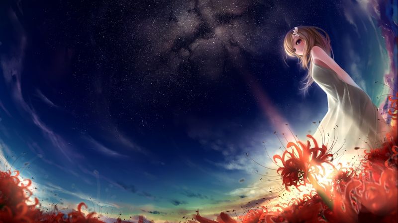 slunečnímu záření, fantasy umění, blondýnka, dlouhé vlasy, anime, anime dívky slunečnímu záření, fantasy umění, blondýnka, dlouhé vlasy, anime, anime dívky