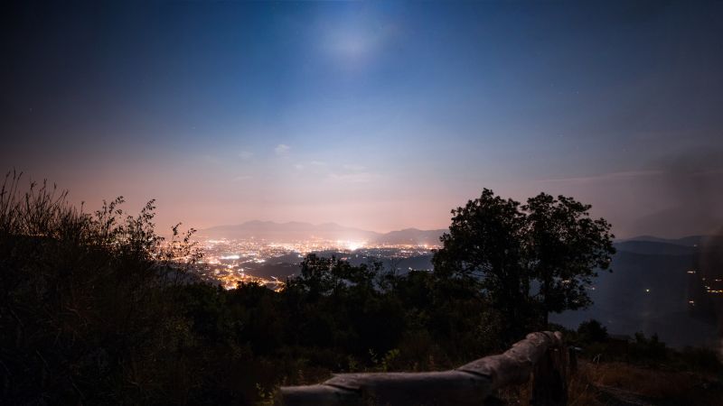 slunečnímu záření, krajina, západ slunce, noc, světla, panoráma města slunečnímu záření, krajina, západ slunce, noc, světla, panoráma města