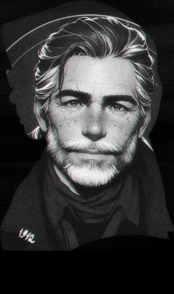 digital art,monochrome,men,silhouette,noise,chromatic aberration
