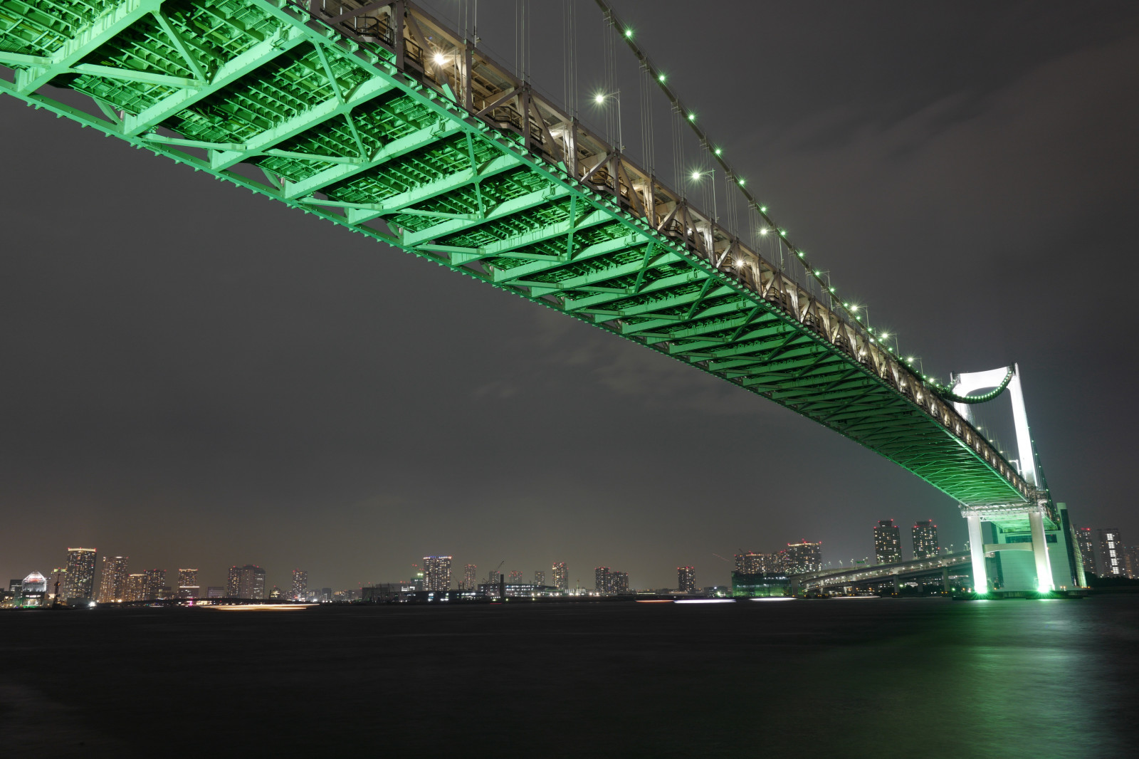 Japonsko, panoráma města, noc, mrakodrap, most, stadión, minout, Leica, Tokio, struktura, jp, světlo, osvětlené, mezník, duhový most, summilux, leicaq, summilux1728, q, 1728, iillumination, Atmosféra Země, sportovní dějiště, kabel vydržel most