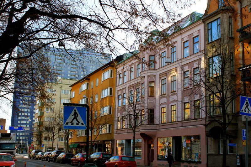 città, paesaggio urbano, architettura, inverno, alberi, strada