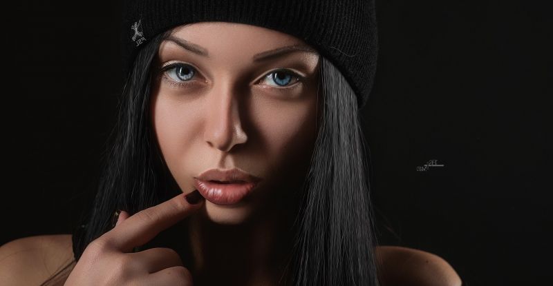 tvář, Černá, ženy, model, portrét, černé pozadí tvář, Černá, ženy, model, portrét, černé pozadí