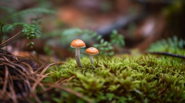ai art,mushroom,moss,forest,Tiny,closeup