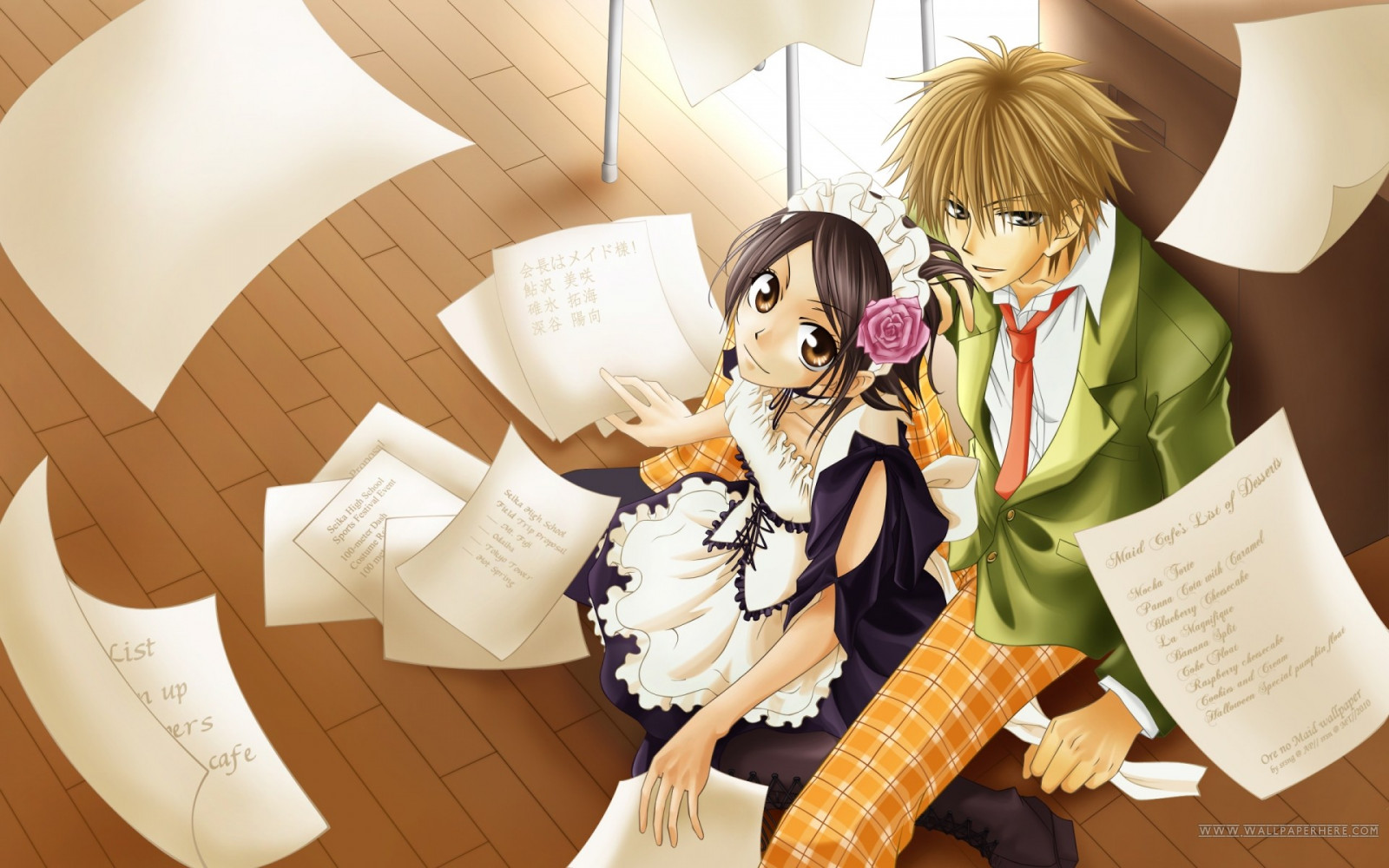 วอลเปเปอร์ : ภาพประกอบ, อะนิเมะ, ชุดแม่บ้าน, คน, Kaichou wa Maid ...