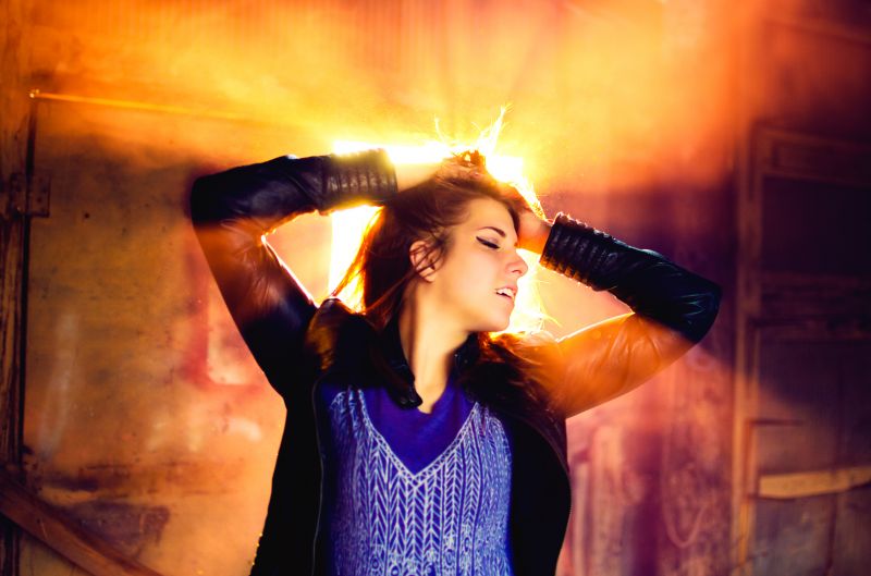 leggero, fotografia, giallo, ragazza, bellezza, divertimento