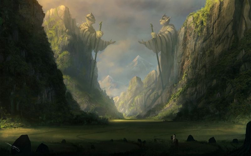slunečnímu záření, les, fantasy umění, anime, Příroda, odraz slunečnímu záření, les, fantasy umění, anime, Příroda, odraz