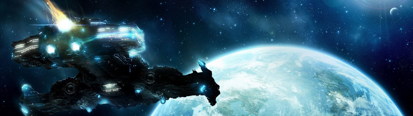 3200x900 px, spaceship, Starcraft II