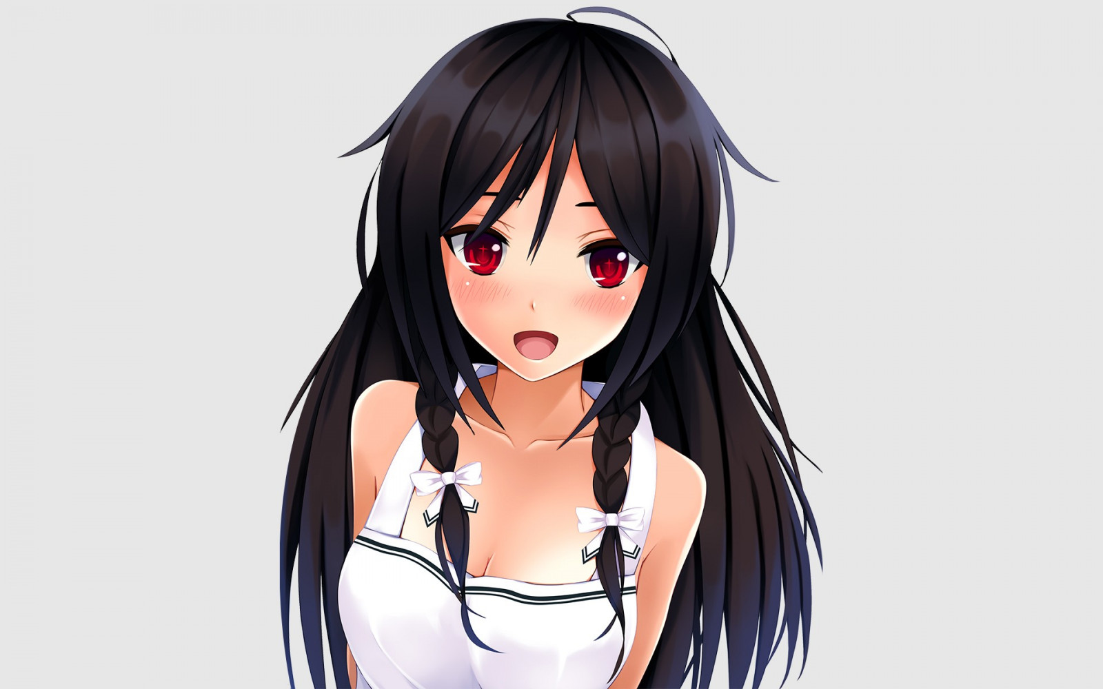 Wallpaper Illustration Simple Background Long Hair Anime Girls Open Mouth Cartoon Black