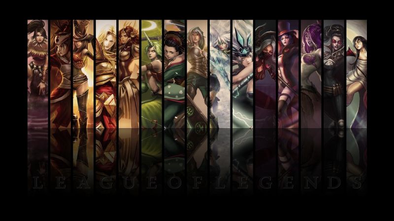 videohry, ženy, League of Legends, obraz, koláž, odraz videohry, ženy, League of Legends, obraz, koláž, odraz