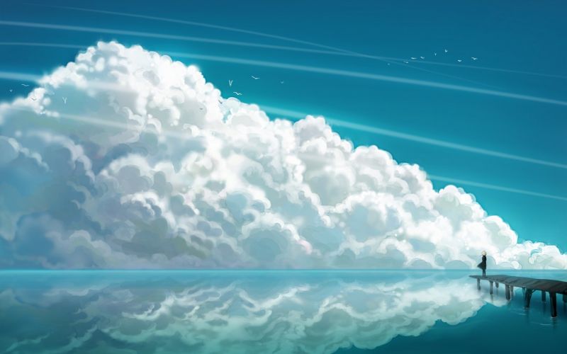 1440x900 px, mraky, moře, fantasy umění 1440x900 px, mraky, moře, fantasy umění