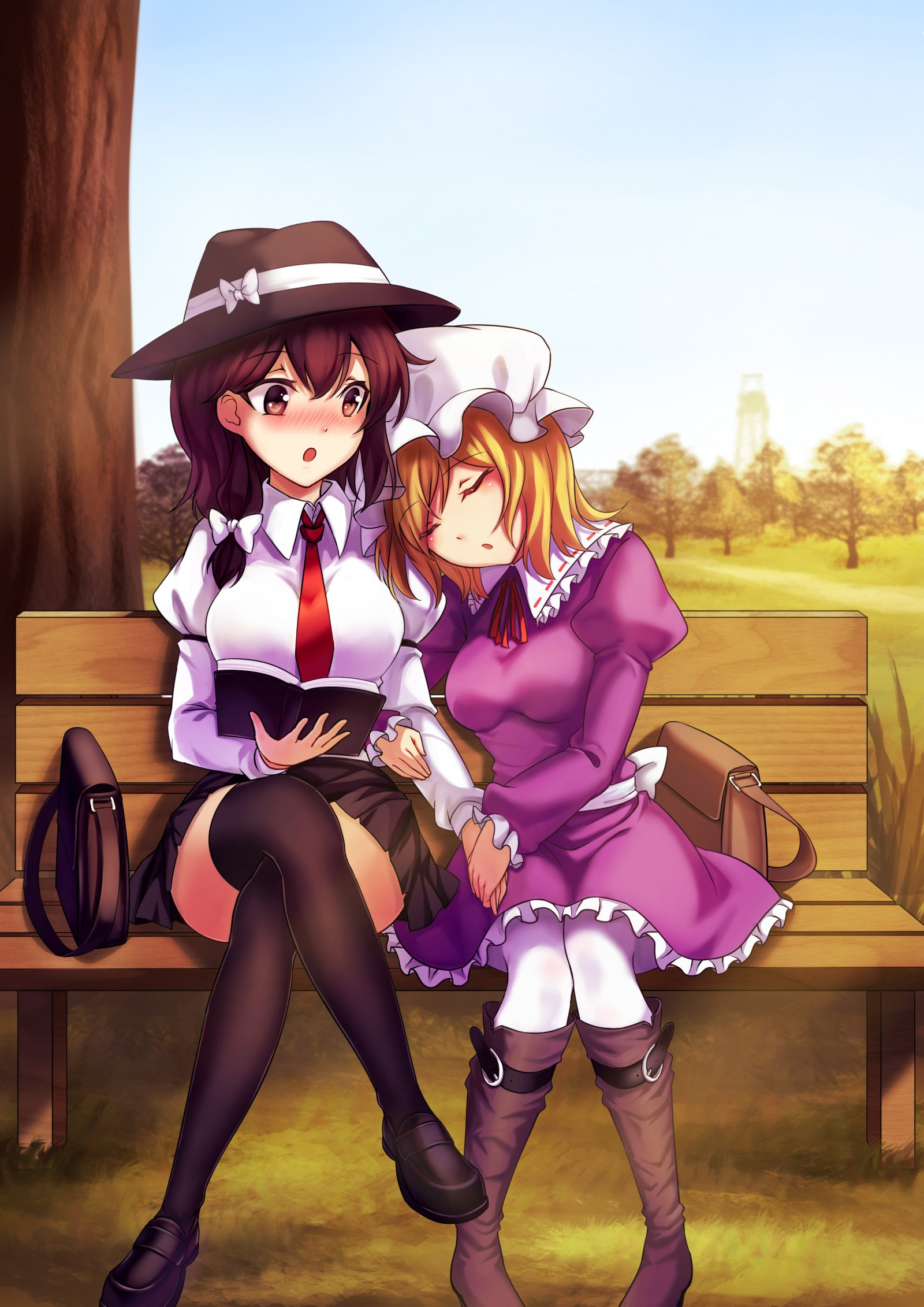 ilustrace, anime, anime dívky, Touhou, punčocháče, kreslená pohádka, oblečení, Usami Renko, Maribel Hearn, Snímek obrazovky, 2480x3507 px