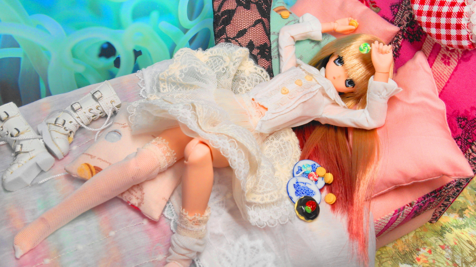 fotografování, postel, panenka, sušenka, výročí, prasknutí, dar, současnost, dárek, lízátko, Aika, jun4, azon, pureneemo, Excute, Ex roztomilé, Nekosanaika