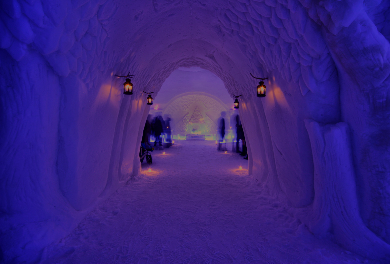 modrý, nachový, světlo, led, zmrazení, ice hotel, sníh, zima