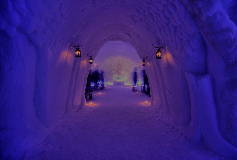 ghiaccio, Congelamento, blu, viola, leggero, hotel di ghiaccio