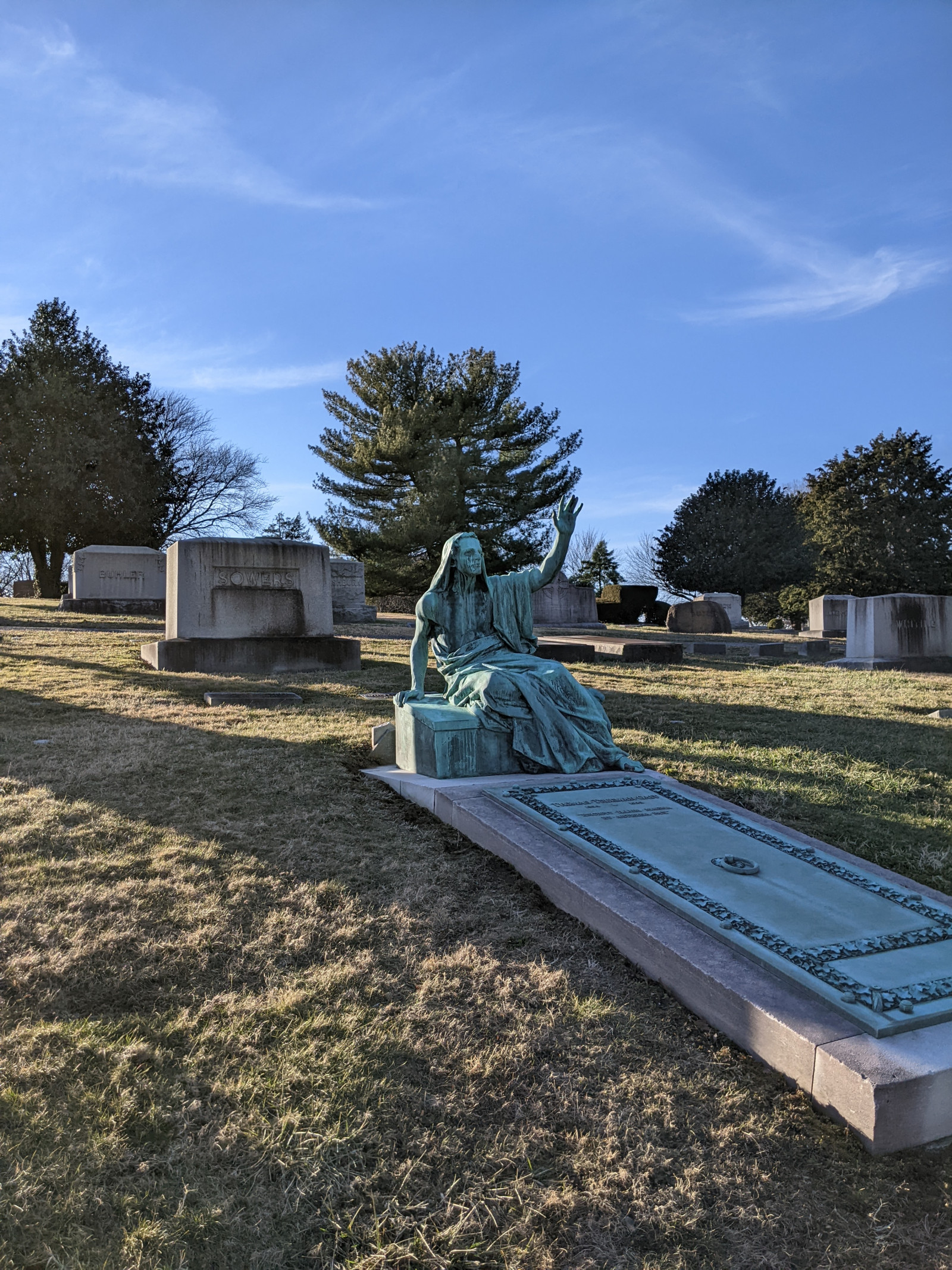 hřbitovy, strašidelný, socha