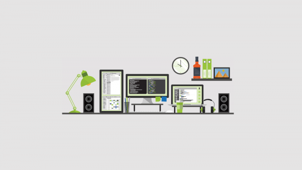 minimalism,computer,multiple display,simple background,clocks,desk lamp