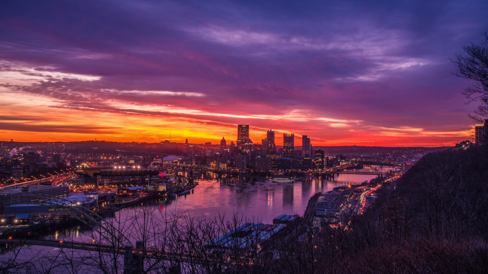 Wallpaper : cityscape, sunset, Pittsburgh 1920x1080 - Mreast - 1386445