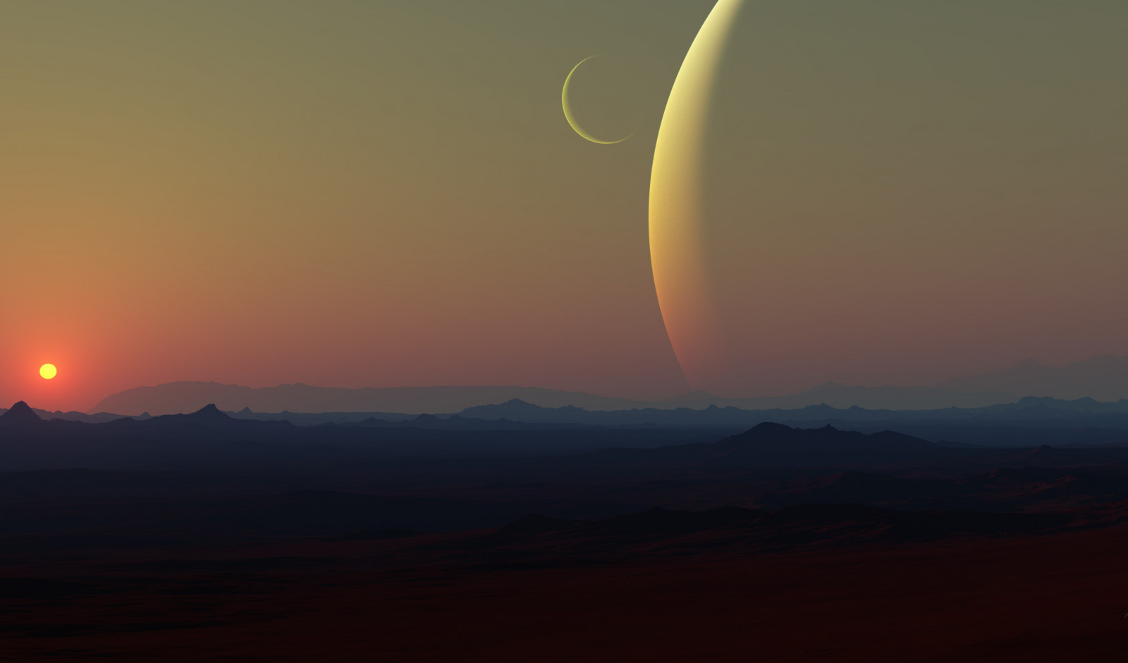 futuristický, planeta, grafický design, opalování