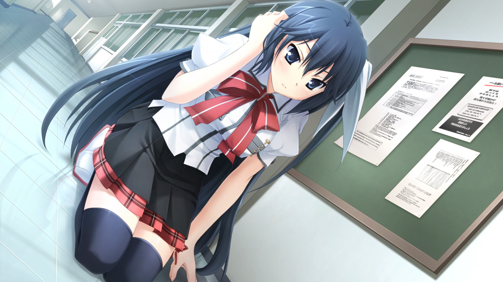 anime, brunetta, capi di abbigliamento, con Il nastro, ragazza, posizione, mangaka, Takamizawa saran