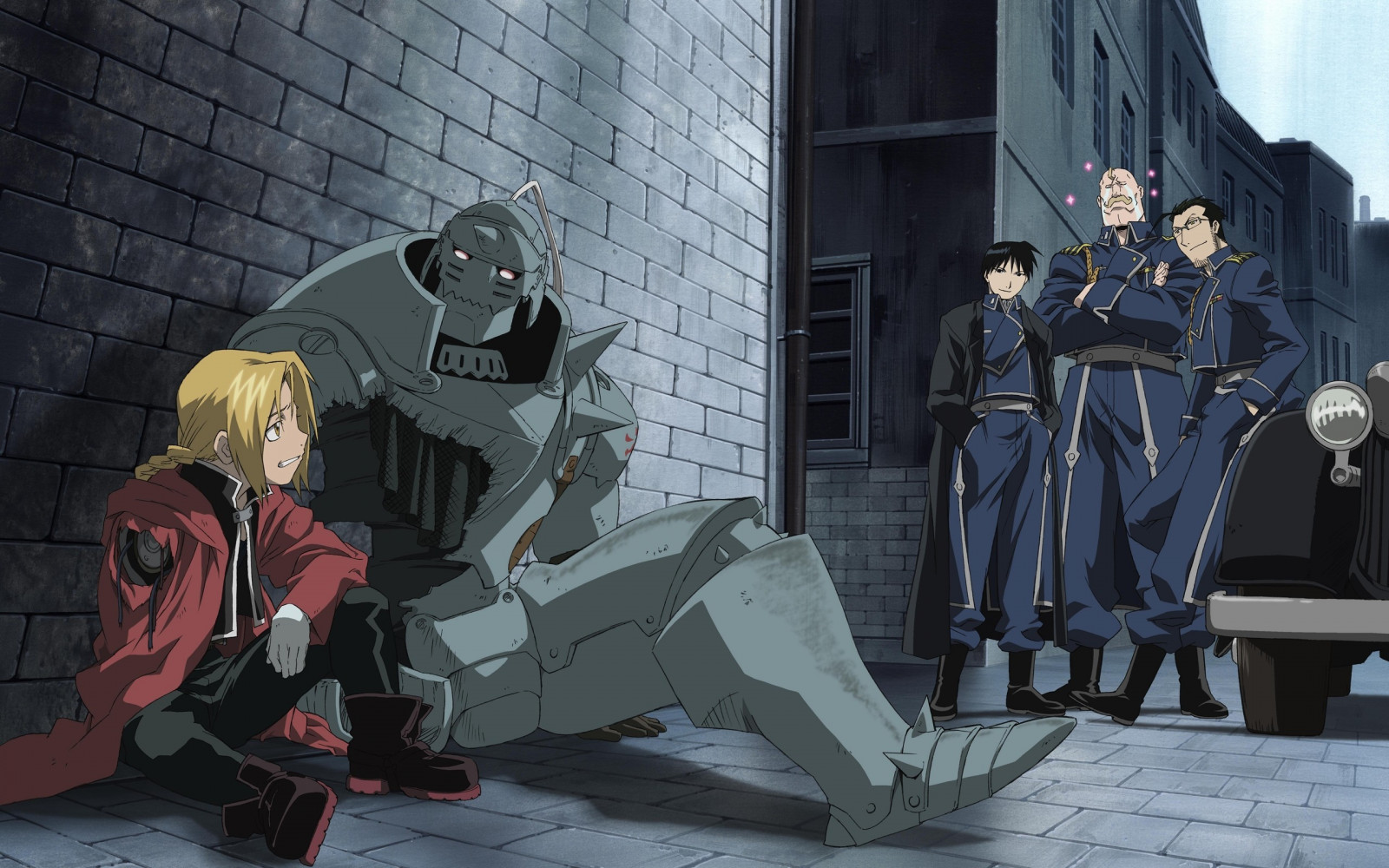 anime, Elric Edward, Full Metal Alchemist, komiks, Roy Mustang, Elric Alphonse, Snímek obrazovky, mecha