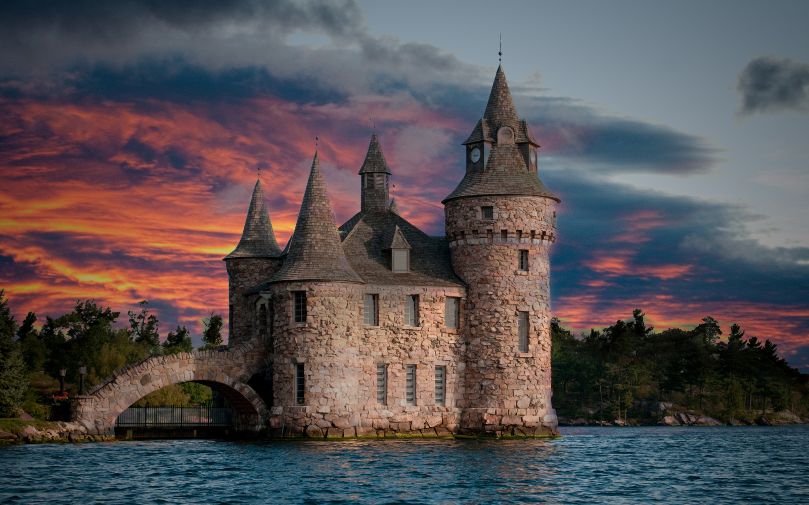 배경 화면 : 볼드 성, 건축물, 바다, 섬, 미국, 하늘, 구름, 다리, 경치 3840x2400 - SkyWolfX