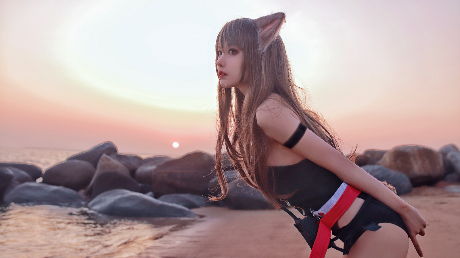 himmel, flash photography, lykkelig, lår, sort hår, cg artwork, langt hår, landskab, menneskelige ben, brystholder, lingeri, sjovt, knæ, brunt hår, mode design, blond, støvle, sidder, bikini, horisont, badetøj, mave, ocean, fiktiv karakter, vind, tøjmodel, klippe, sandal, japansk idol, hav, sand, Photo shoot, kød, vinge