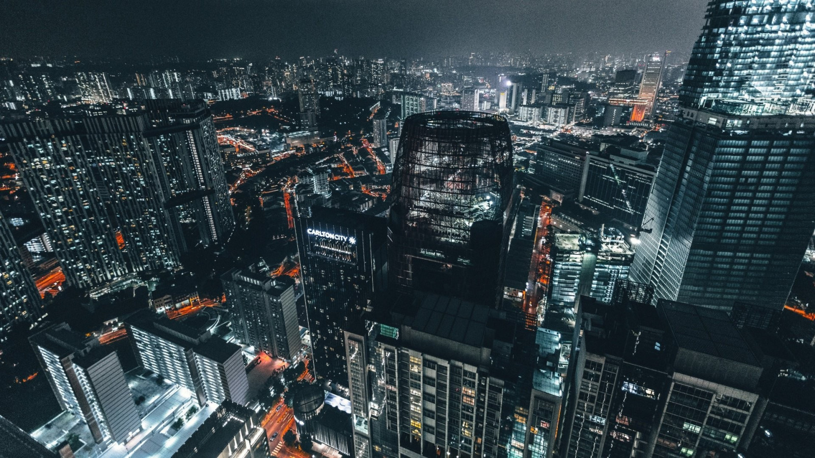 Wallpaper : city, cityscape, night, skyline, skyscraper, bird's eye ...
