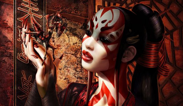 ART,girl,computer wallpaper,blood,multicolor,fictional character