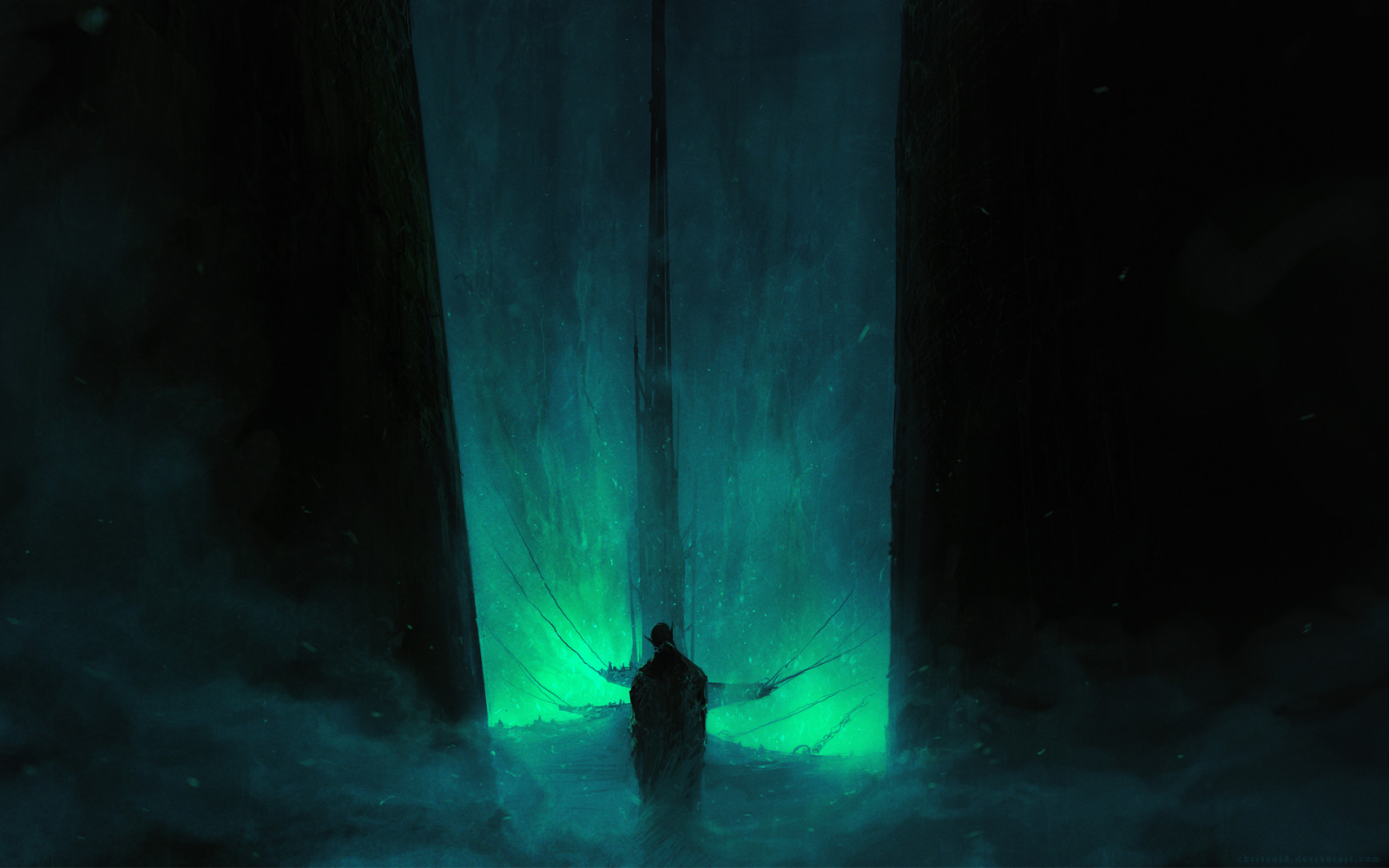 arte digital, Arte fantasía, Obra de arte, hielo, Aurora, ligero, oscuridad, captura de pantalla, cueva de hielo
