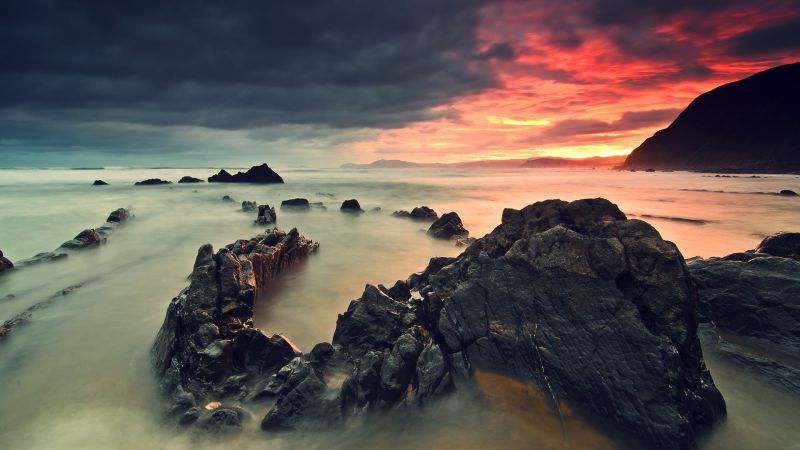 sunset, sea, bay, rock, nature, shore sunset, sea, bay, rock, nature, shore