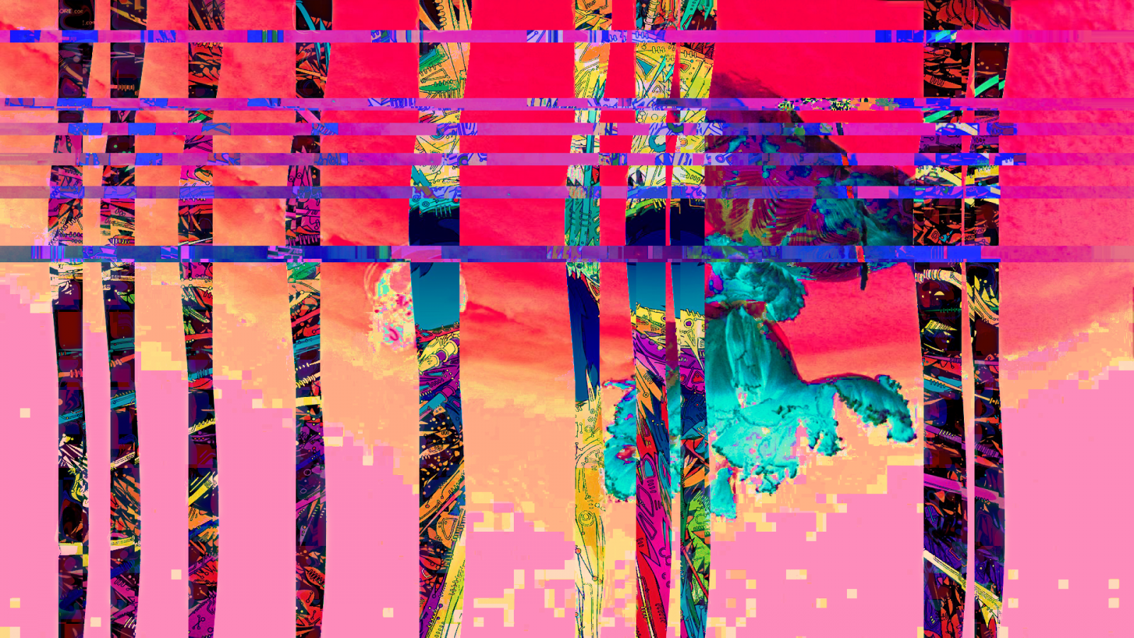 abstraktní, glitch art, text, vzor, LSD, UMĚNÍ, barva, tvar, design, čára, moderní umění, font