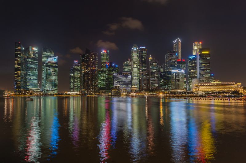 afspejling, by, bybilledet, hovedstadsområde, skyline, metropol