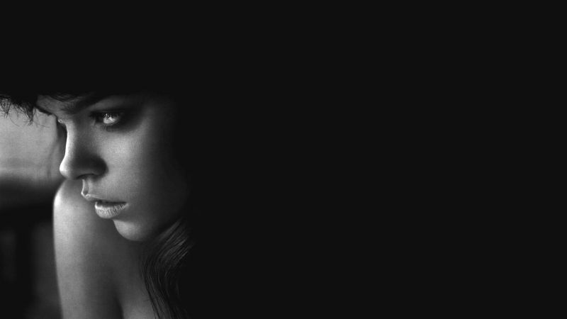 zwart, monochroom, gezicht, vrouw, model-, portret zwart, monochroom, gezicht, vrouw, model-, portret