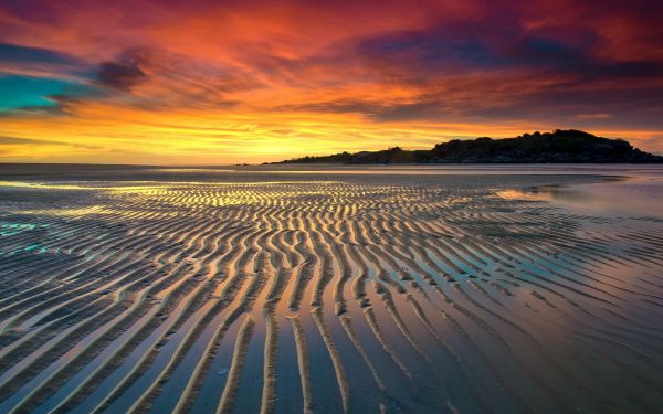 sunlight,landscape,sunset,sea,shore,sand