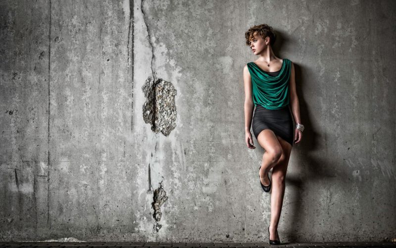 bílý, Černá, ženy, model, odvrátila, Červené