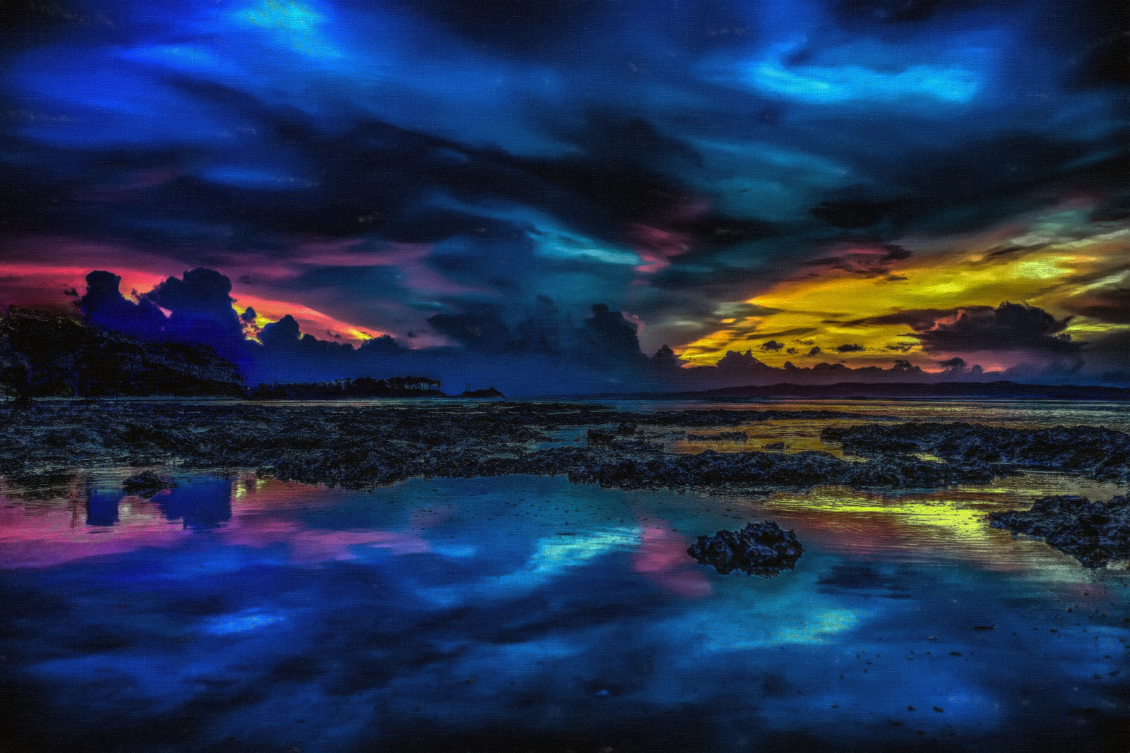 himmel, natur, atmosfære, geologisk fænomen, horisont, afspejling, hav, fænomen, vand, jorden, efterglød, computer tapet, daggry, aften, ydre rum, landskab, Aurora, ocean, skumring, solnedgang, plads, berolige