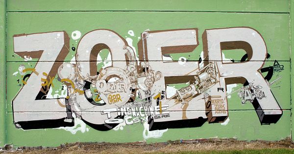abstract, parts, concrete, graffiti, mechanical, time