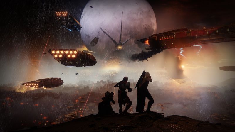 1920x1080 px, Destiny 2, kosmická loď, videohry, válka, déšť 1920x1080 px, Destiny 2, kosmická loď, videohry, válka, déšť