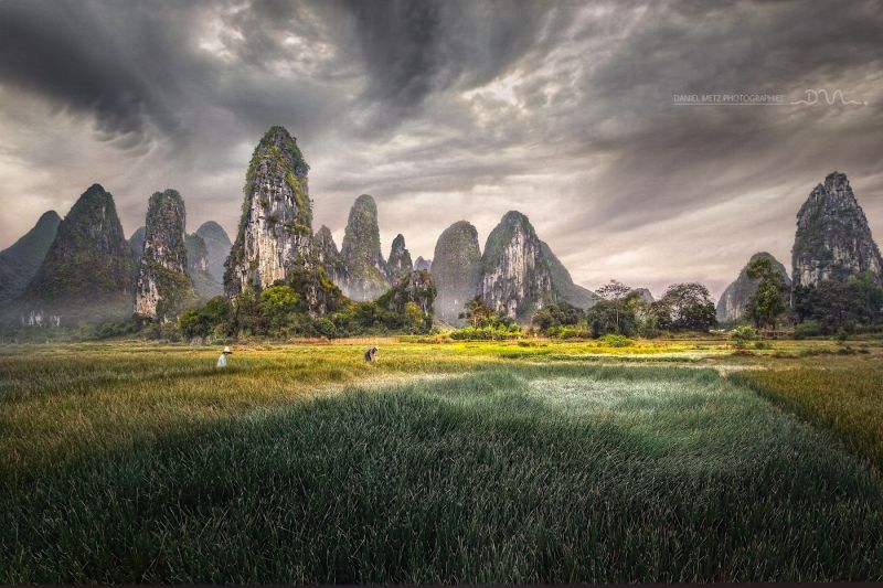пейзаж, Китай, Холм, природа, Размышления, небо пейзаж, Китай, Холм, природа, Размышления, небо