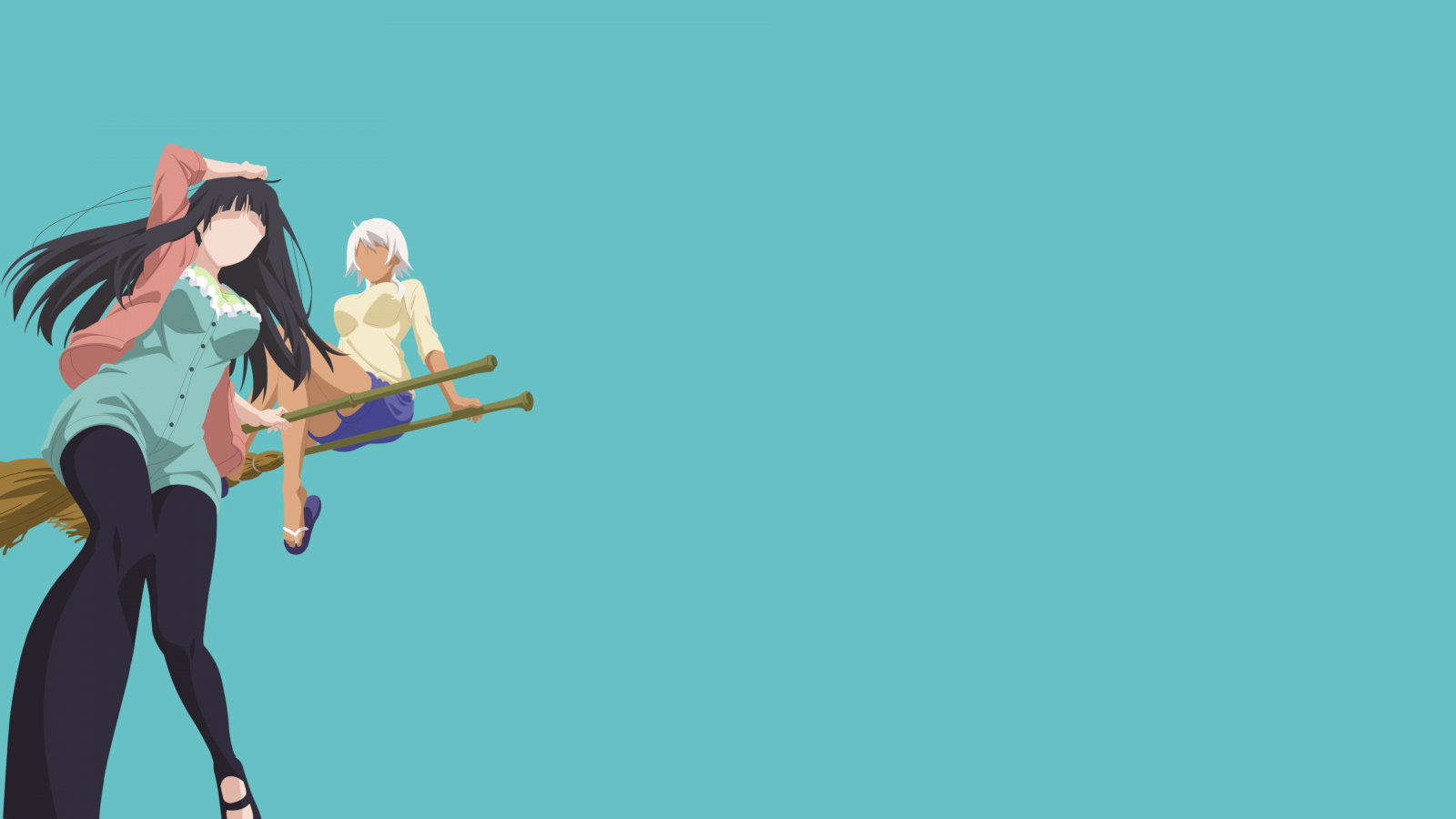 ilustrace, anime, anime dívky, kreslená pohádka, létající čarodějnice, Makoto Kowata, Akane Kowata