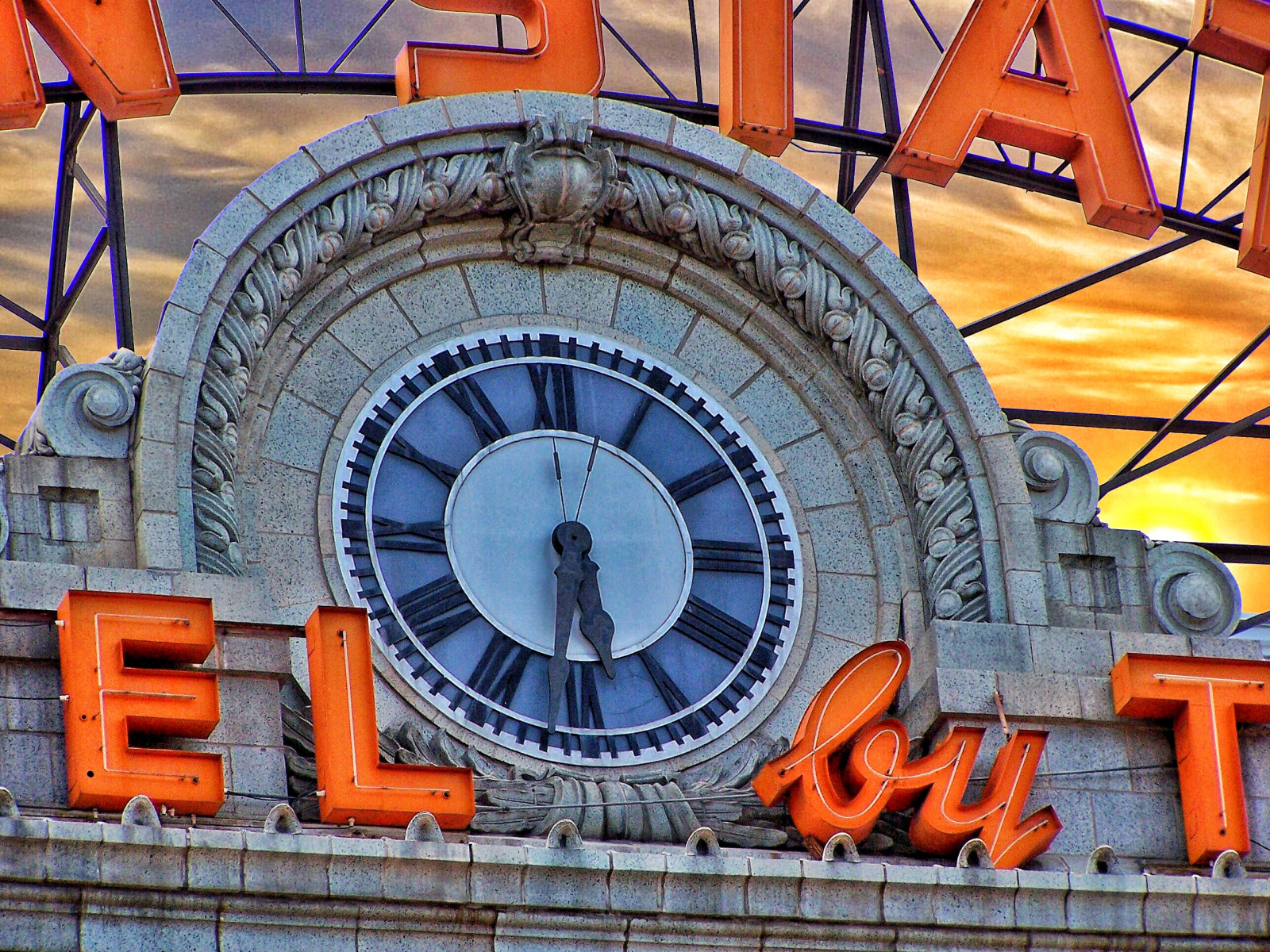 architektura, neon, budova, nebe, mraky, Dům, podepsat, led, historický, HDR, oblouk, stopy, Colorado, atrakce, Denver, 2005, centrum, vlaky, cestovat, stanice, hodiny, umění, styl, historický, mezník, nrhp, onasill, fasáda, okres, svaz, ko, RRD, Beaux, byty, Lodo